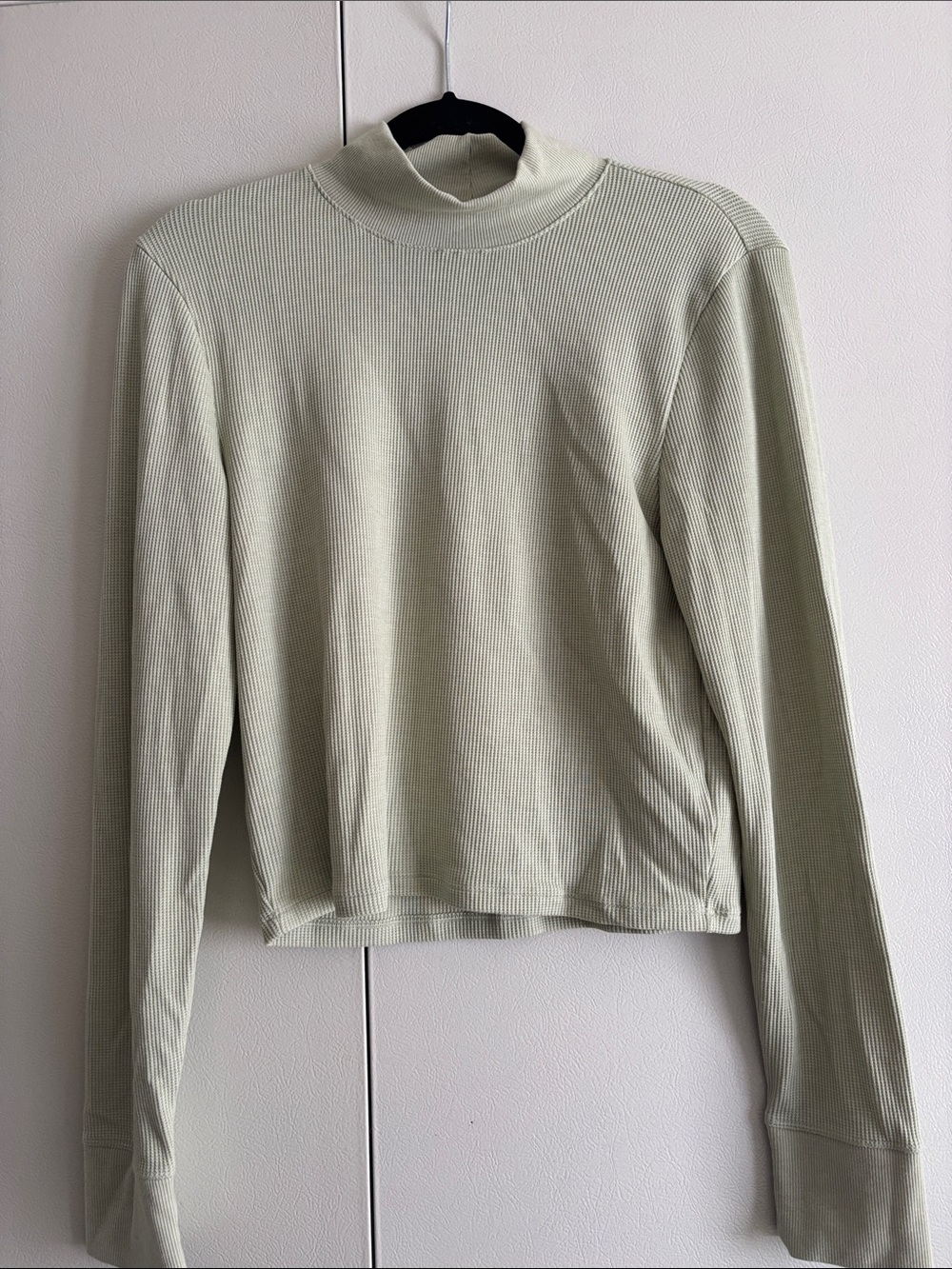 American Eagle Outfitters Light Sage Green Ribbed Mock Neck Long Sleeve Top